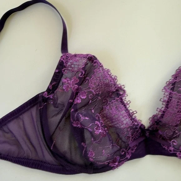 La Perla Lace Bra Royal Purple Sheer 34B - Picture 7 of 10